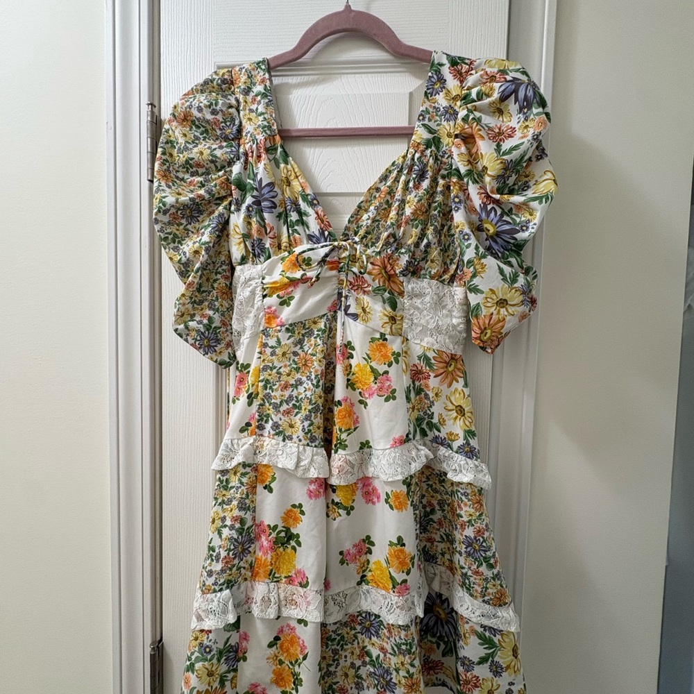 Floral Mini Dress with Puff Sleeves